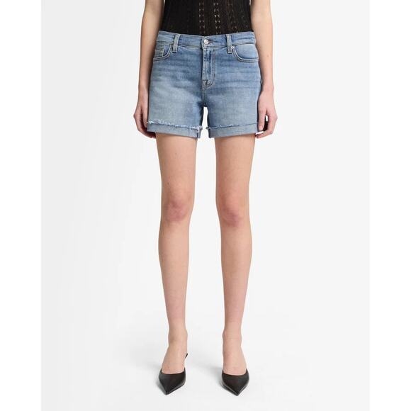 7 For All Mankind Mid Roll Short, Denim Jeans Shorts,  Sz 26 or Sz 4 NWT, NEW - Picture 3 of 10